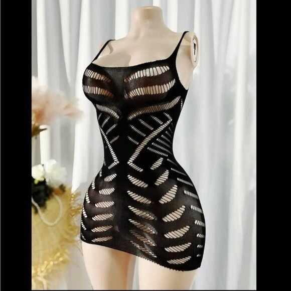 Black Fishnet Dress Beach Cover - Picture 1 of 7